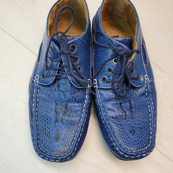 Saminto Laurenzini‎ Mens Blue Crocodile Embossed Leather Size 9.5 Italy main image 7